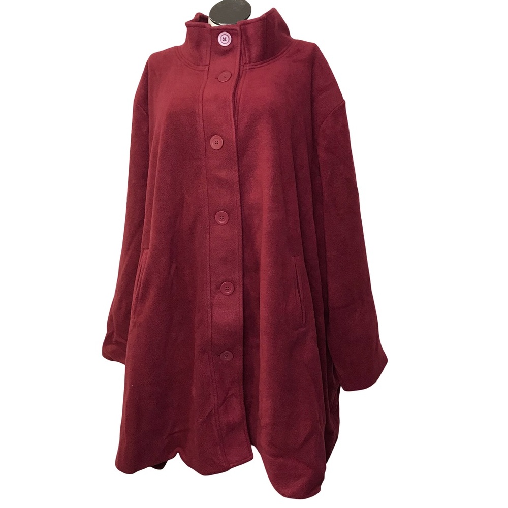 Woman Within Rust Overcoat Women’s Size 6X (42/44) Color Red(Wine) Mock Neck .